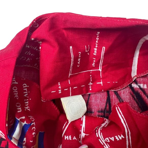 Vintage 1960s Sailing AOP Button Up Crewneck Jacket Top Union Made Red Womens 36 - Picture 4 of 7